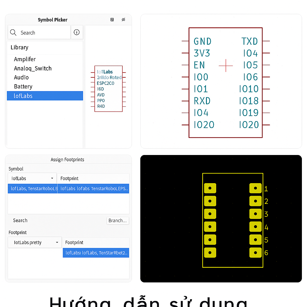 KiCad: Cách dùng Symbol và Footprint trong một project (từ Schematic tới PCB)