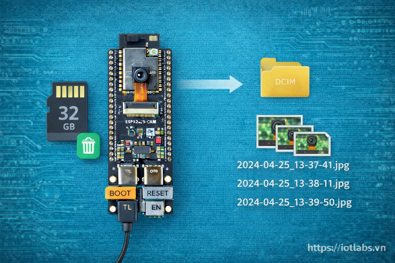 ESP32-S3-DevKitC N16R8 CAM: Bài 11 — Chụp ảnh lưu microSD – đặt tên file, timestamp, chống full thẻ