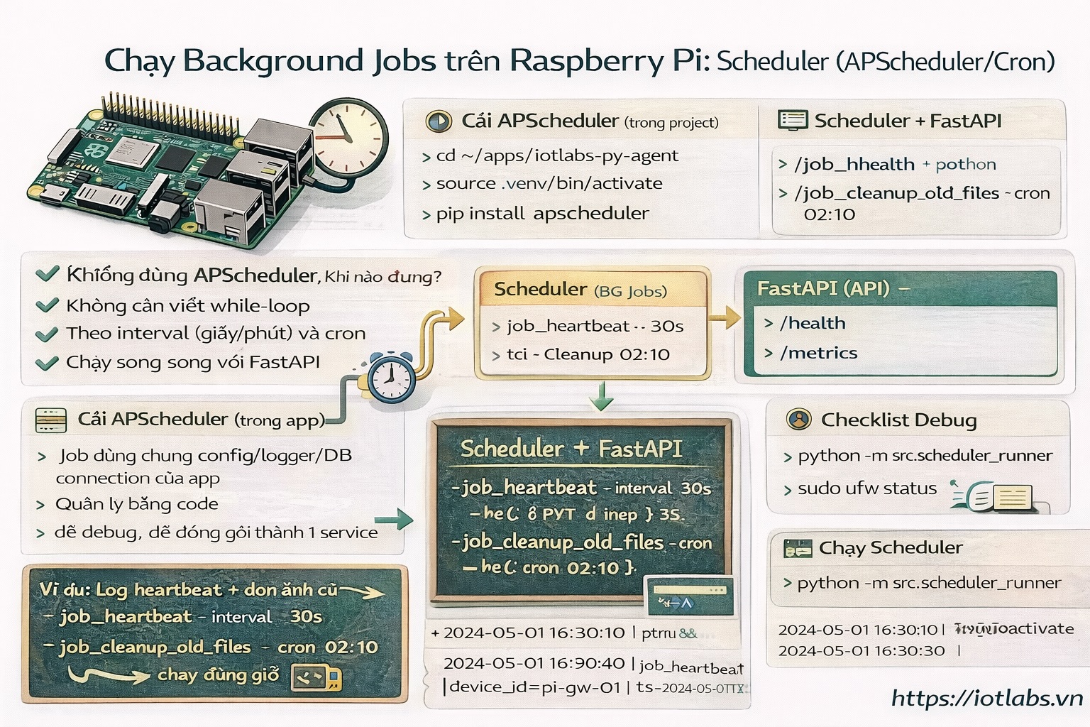 Series: Lập trình Raspberry Pi – Bài 14: Background jobs — Scheduler (APScheduler/Cron) để chạy tác vụ định kỳ