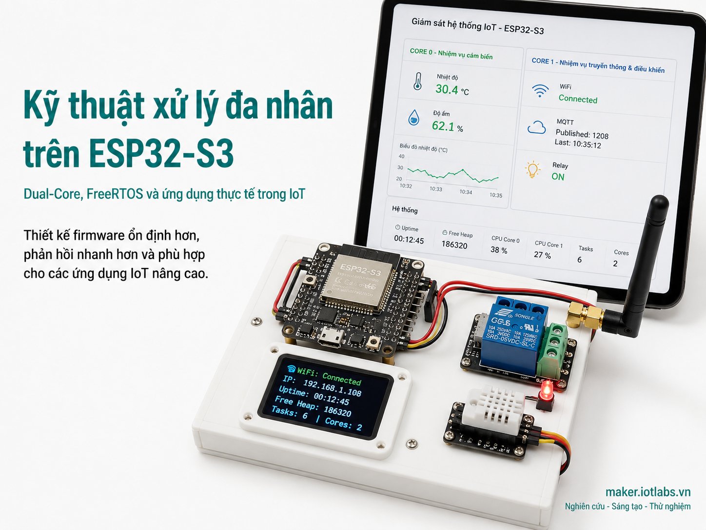 Kỹ thuật xử lý đa nhân trên ESP32-S3: Dual-Core, FreeRTOS và ứng dụng thực tế trong IoT